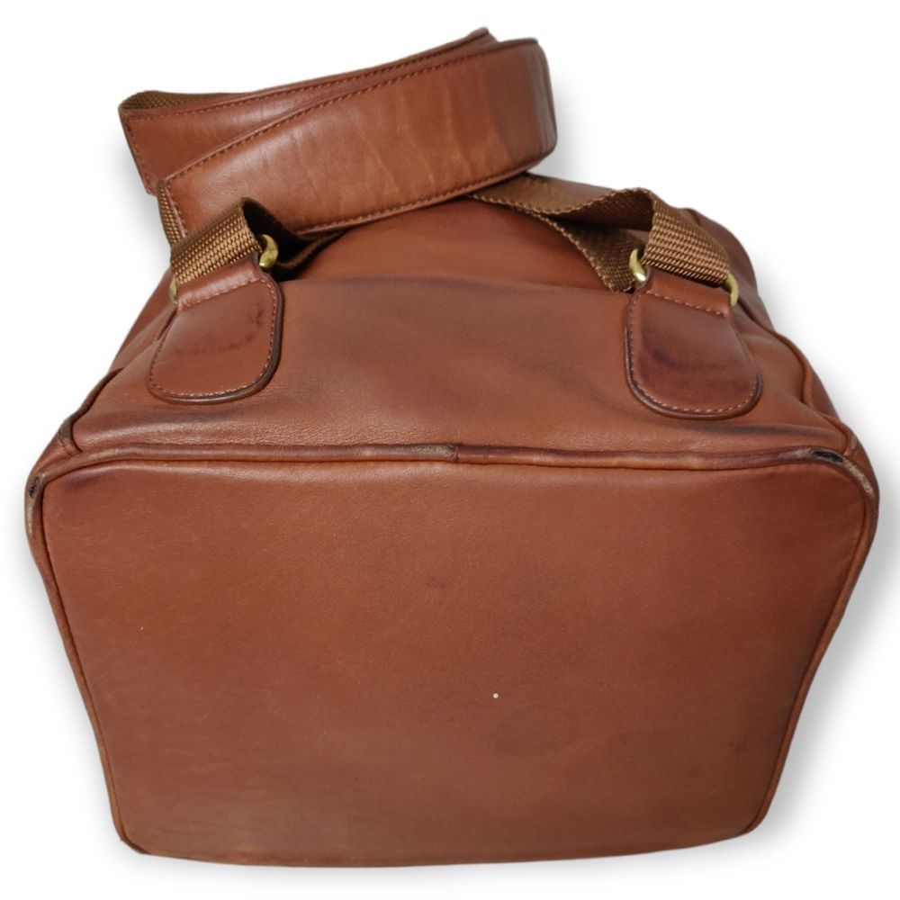 💥XL COACH TAN BROWN GENUINE LEATHER BACKPACK SHOULDER BAG CARRY ALL - Picture 4 of 10